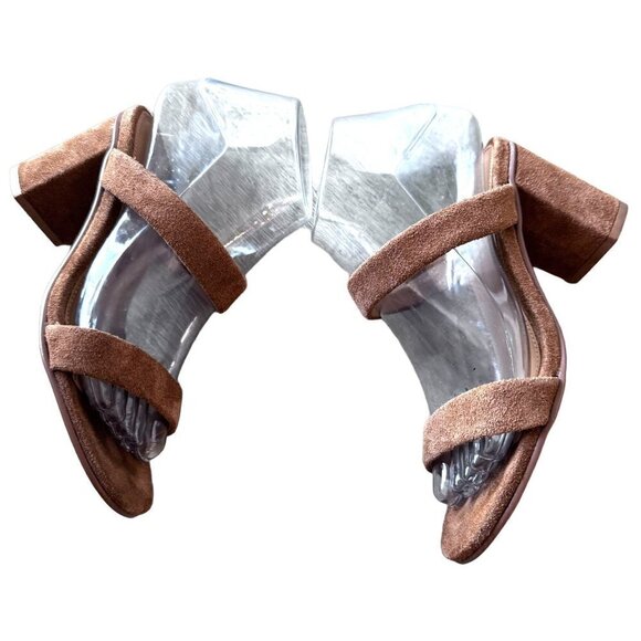 Soludos Sandal Womens 5‎ Ines Suede Double Strap Block Heel Walnut Beige - Picture 4 of 8